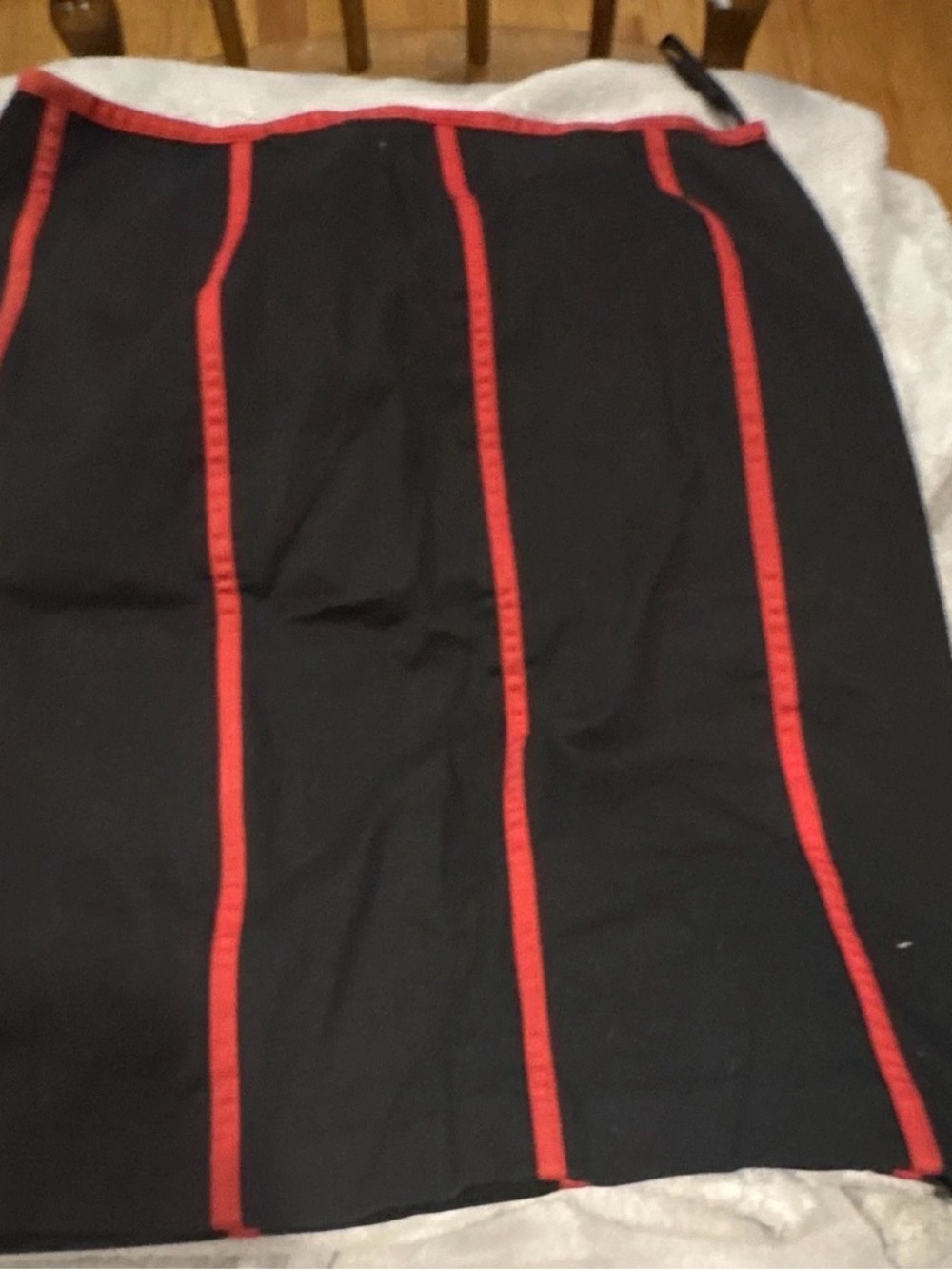 Anne Carson Black Pencil Skirt with Red Piping